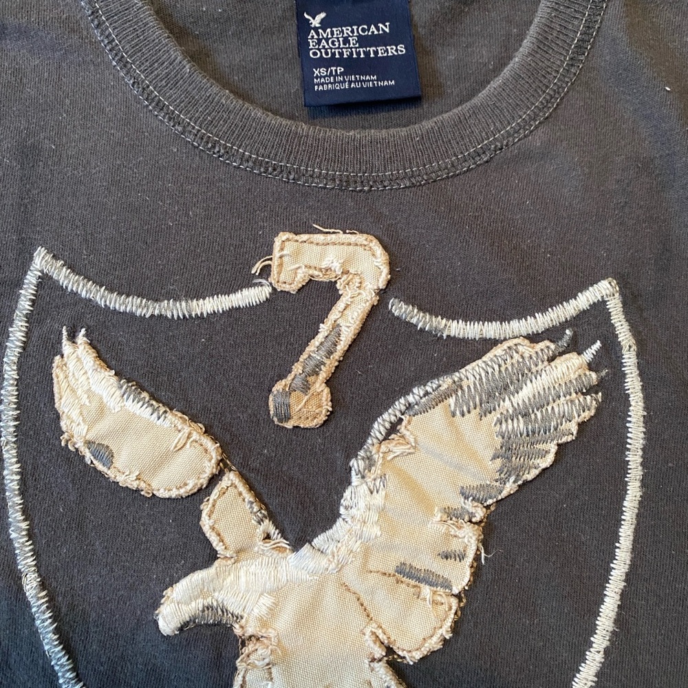American Eagle Outfitters Charcoal Tee with Eagle Patch